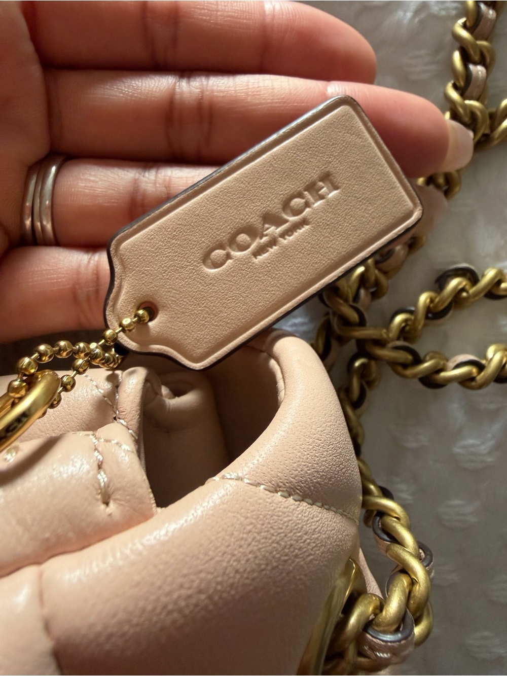 Coach Quilted Blush Leather Shoulder Bag with Gold Hardware - Picture 7 of 9